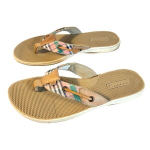 SPERRY TOP-SIDER Plaid Thong Flip Flop Sandals Beach Pool Vacation Women's 7